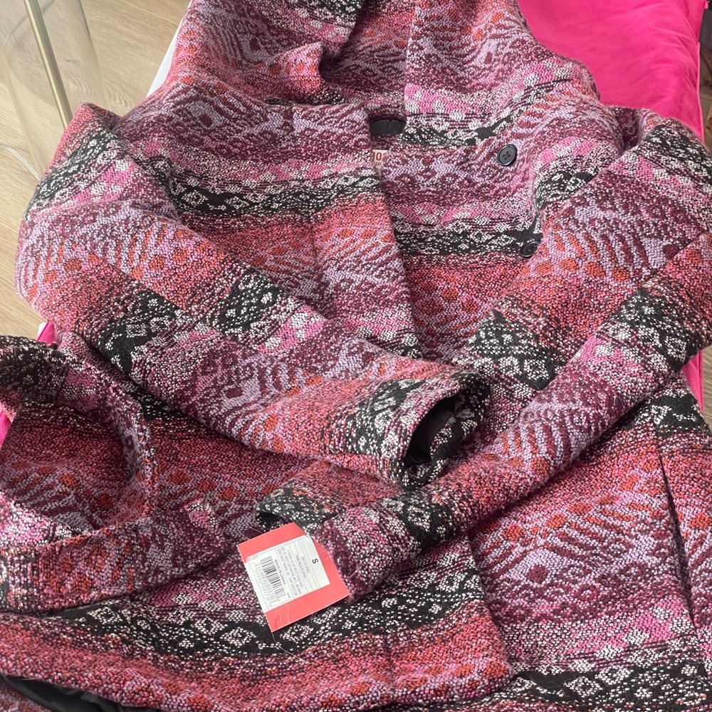 Stylish Pink and Black Patterned Coat